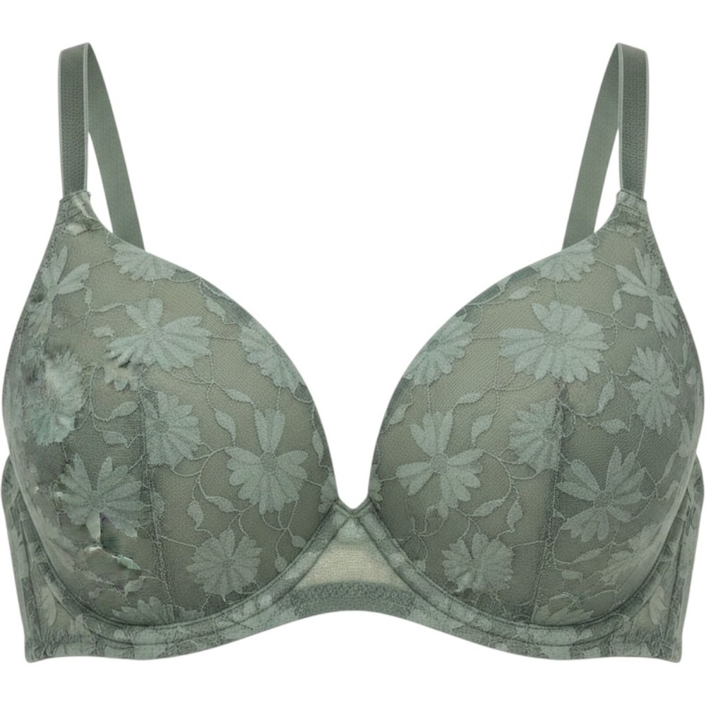 NWT Catherine Malandrino Lace Push-Up Bra Olive Sage Green Floral 34B New